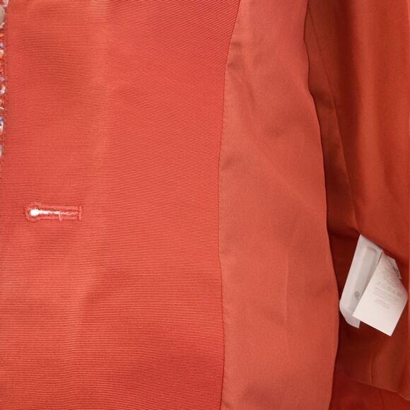 Ann Taylor Tweed Jacket 8T TALL Fringe Edge Orange Spark Lined - Picture 8 of 10